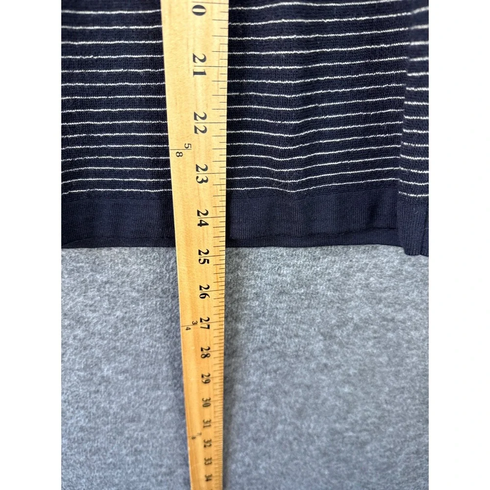 Theory Ollis Striped Crewneck Sweater Men Size M Navy White Merino Knit Pullover